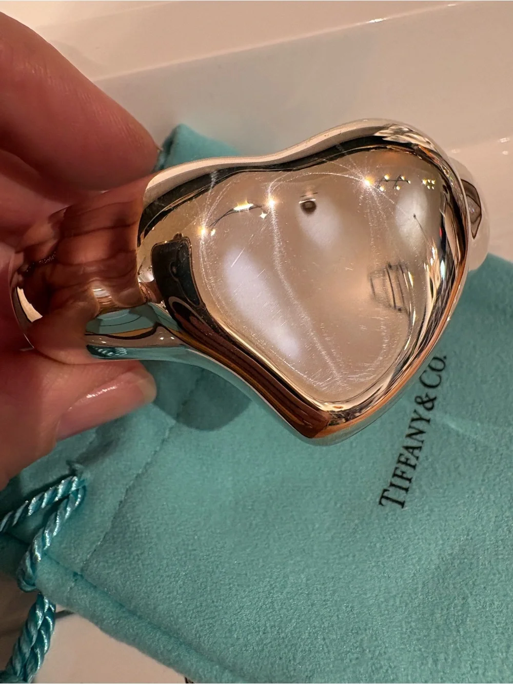 Tiffany & Co Elsa Peretti Sterling Silver Full Heart Cuff Bracelet